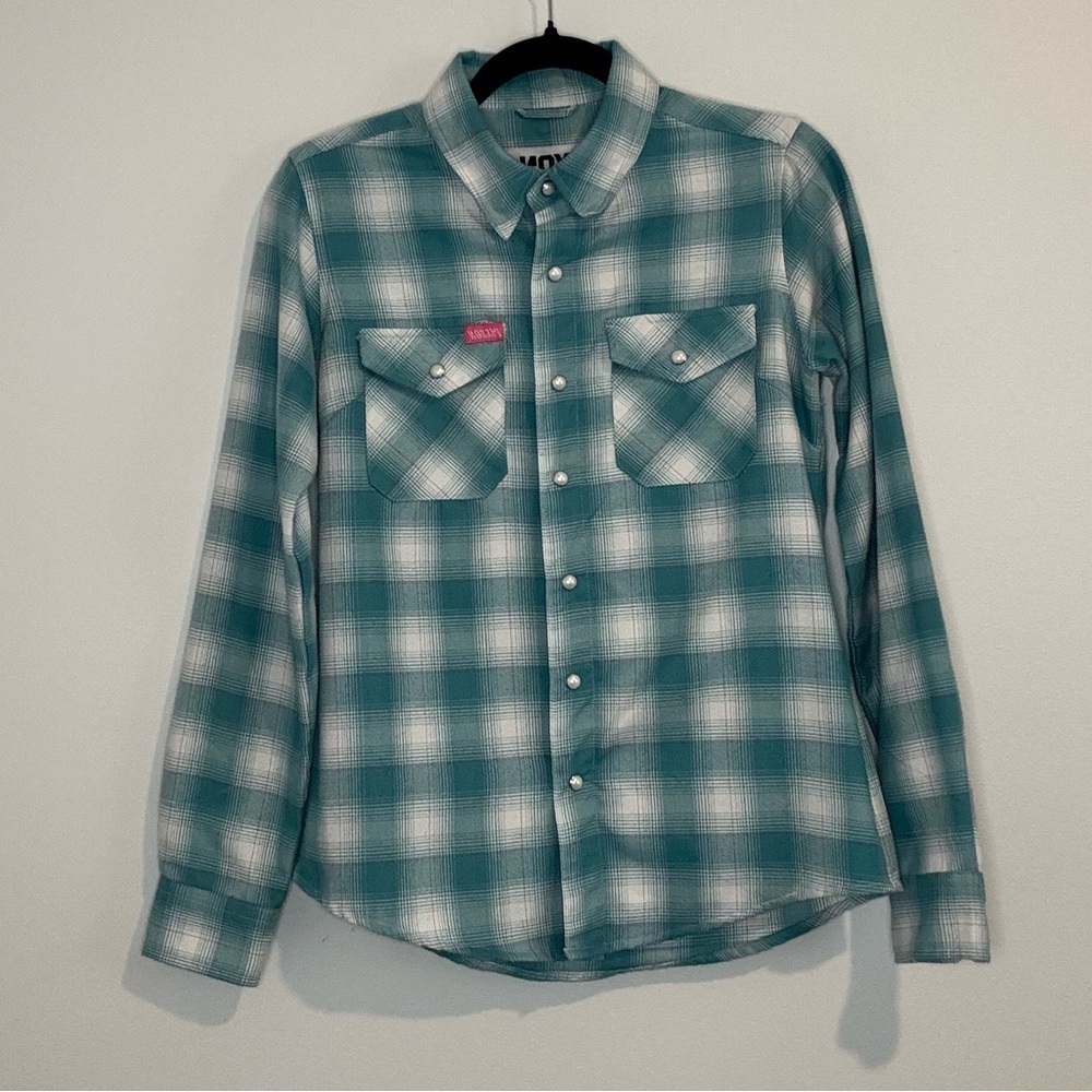Dixxon Flannel Company Women’s Small Teal Plaid Snap Button Flannel Shirt